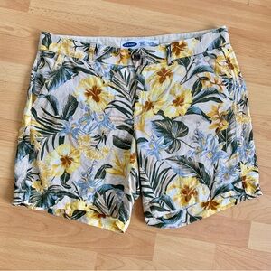OLD NAVY Tropical Everyday Linen Shorts Mid-Rise